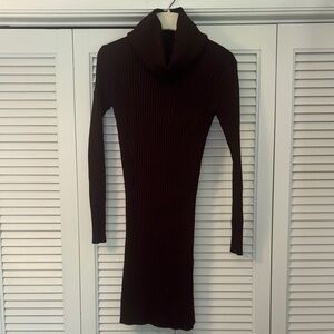 Black Ribbed Turtleneck Sweater Dress